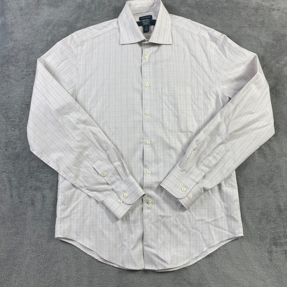 Pronto Uomo Shirt‎ Men 15.5 34 35 Dress Non Iron 100% Platinum Egyptian Cotton